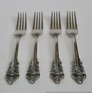 4 Piece Set Wallace Grand Baroque Sterling Silver Forks 7.  5in