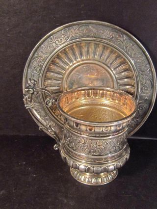 Fasana Roberto Vintage Como Italy.  800 Silver Cup And Saucer Ornate Design