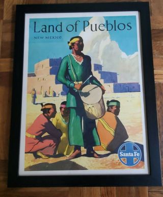 Vintage Poster SANTA FE RR - LAND OF PUEBLOS MEXICO Railroad Travel 2