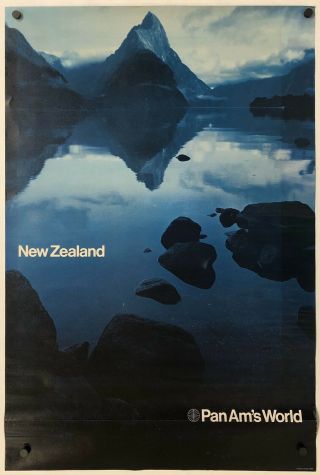 Vintage Poster Pan Am World Zealand Airline Travel Chermayeff 