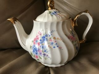 Vintage Sadler England Teapot Floral Flowers With Gold Numbered 2748