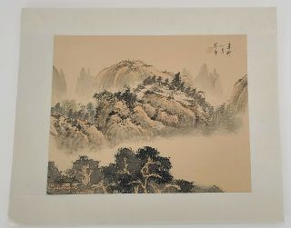 Vintage Chinese Watercolor on Silk Paintings of Shanghai Mountains Set of 3 2