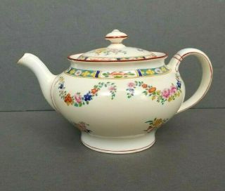 Minton Rose Teapot 19th C 1800s Ceramic Cottage Farmhouse Antique Flowers Swags