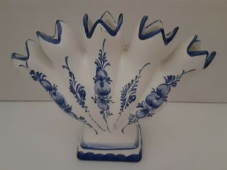5 Finger Ceramic Vase By Rc & Cl Hand Painted Made In Portugal Vintage