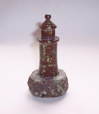 Antique/vintage Cornish Serpentine Gemstone Lighthouse Paperweight Ornament