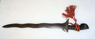Antique Asian Keris / Kris Short Sword Carved Wood Grip