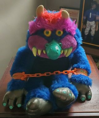 Vintage 1985 My Pet Monster 24 " Plush Amtoy Handcuffs - Example