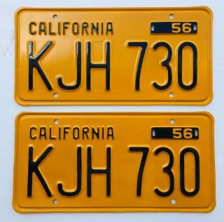 1956 - 62 California License Plates Pair,  Dmv Clear,  Restored.