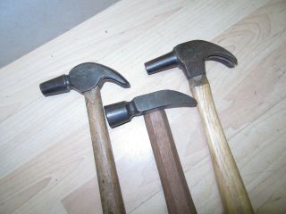 3 vintage Farriers black smith hammers user tools Champion ? Heller ? 2