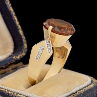 Antique Vintage Deco Mid Century 14k Gold Quartz Diamond Engagement Ring Sz 6.  5