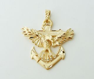 Vintage 14k Gold Harley - Style Eagle Pendant …heavy 1/3 Oz… Marines Navy Military