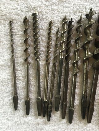 18¨ ANTIQUE Tools Brace Bit Hand Drill Auger Drill Bits Vintage Woodworking ☆USA 2