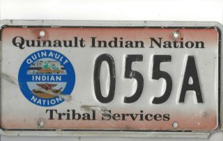 Rare Quinault Indian Nation Tribal Services License Plate From Olympic Pen.  Wash
