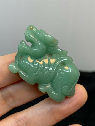 Carved Unknown Gemstone Dragon Pendant - Vintage Estate Find - 28.  4 Grams