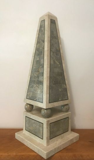 Vintage Maitland Smith Tessellated Stone Obelisk 22 " Postmodern