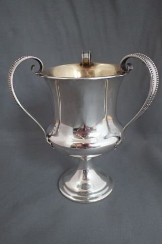 Antique Signed Gorham Sterling Silver 3 Handle Loving Cup Mug Trophy Gold Wash