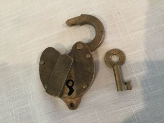 Antique Circa 1891 Brass M & N Macon And Northern Railroad Lock And A B & O Key 2