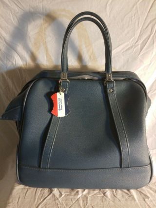 American Tourister Blue Soft Sided Carry On Luggage Bag Tote Vintage