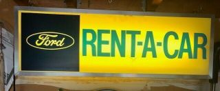 Vintage Double Sided Ford Light Up Rental Car Sign 36 " X 12 "