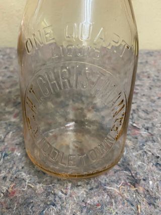 Vintage H.  T.  Christman Quart Milk Bottle - Middletown,  PA 2