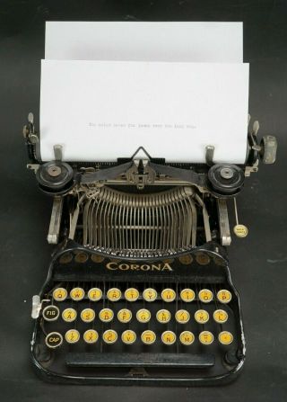 Vintage 1922 Corona Model 3 Folding Typewriter With Case