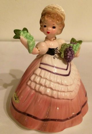 Vintage Josef Originals Girl Holding Grapes Figurine With Labels - Italy