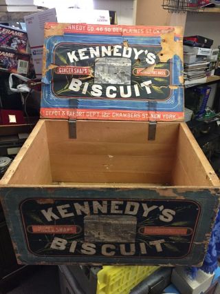 Antique Kennedy’s Biscuit Wooden Box Cambidge,  Ma Labels York