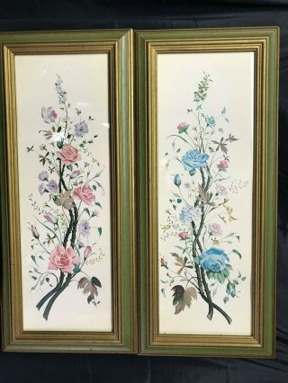 Vintage Turner Wall Accessories Ornate Framed Floral Print Pair Sticker