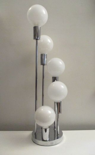 Mid - Century Modern Chrome Spiral Globe Table Lamp Space Age Disco Groove On