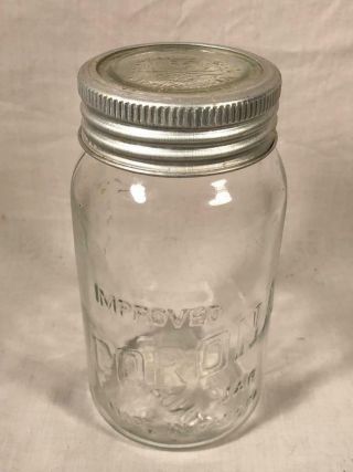 Vintage Improved Corona 1 Quart Canning Jar With Glass Lid Made In Canada