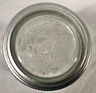 VINTAGE IMPROVED CORONA 1 QUART CANNING JAR WITH GLASS LID MADE IN CANADA 3