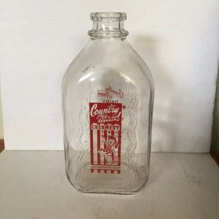 Vintage Half Gallon Clear Glass Milk Bottle Country Maid Sacramento California