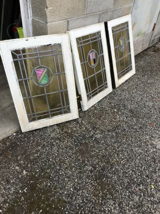 Mk 11 Three Available Price Each Antique Stained Glass Window 18.  5 X 26.  75
