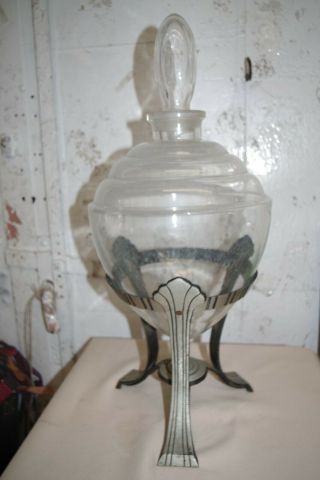 Vintage Pharmacy Show Glass Globe Apothecary Counter Display W Stand