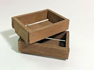 Vtg Set 2 Dollhouse Miniature Wooden Vegetable Crate / Garden Tray Country Decor