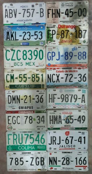 Complete set of 32 Mexico license plates All states 2