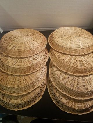 Vintage 1960s Wicker Straw Rattan Woven Paper Plate Holders 8 Camping Picnics P1