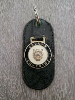 Vintage Jaguar Cud Leather Key Chain Fob - Made In England Jaguar Coventry