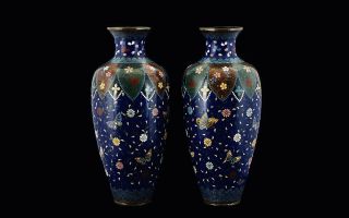 Japanese - Fine Quality 19th Century Ovoid Shaped Cloisonne Vases,