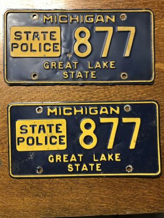 Michigan State Police Retired License Plate Pair