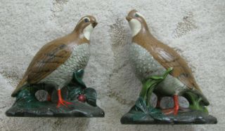 Vintage Pair Quails Holland Mold Ceramic Figurines 9  Tall