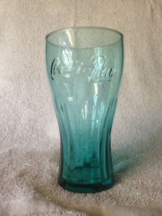 Vintage Embossed Coca - Cola Glass Coke Classic Teal Blue 6 "