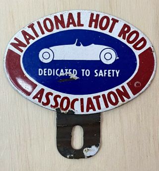 Vintage Enamel National Hot Rod Association License Plate Frame Topper Ford 32