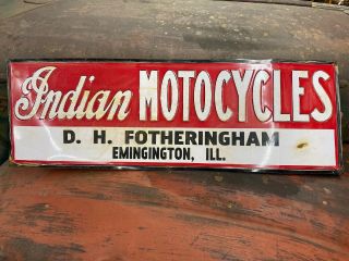 Tin Embossed Indian Motocycles Motorcycles Advertising Sign Illinois