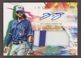 2020 Topps Inception Bo Bichette Rpa Rc Rookie Patch Auto 002/155