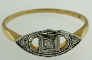 Antique Edwardian Filigree Platinum,  18k Gold Ring Set With 3 Mine Cut Diamonds