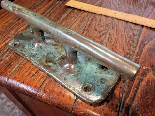 Vintage Old Solid Bronze Boat Cleat,  Door Handle 12 " Long Great Patina/age