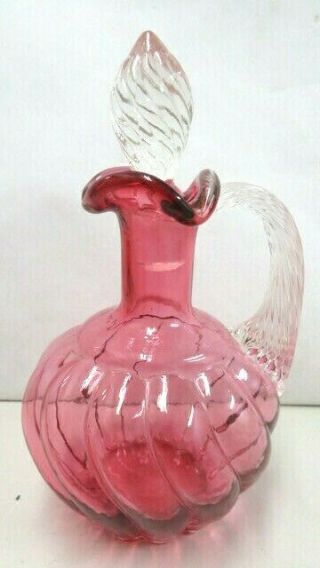 Vintage Vanity Pink Glass Perfume Bottle Decanter With Stopper