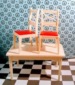 Renwal 40s 50s KITCHEN TABLE CHAIRS Vintage Dollhouse Furniture 1:16 Ideal Marx 2