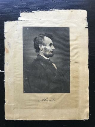 Antique 1860’s Abraham Lincoln Silk Campaign Portrait Ribbon